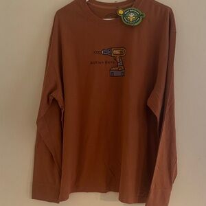 Life Is Good Action Hero Drill Brown Long Sleeve Tee NWT size XL